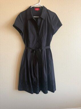 oscar de la renta shirt dress black